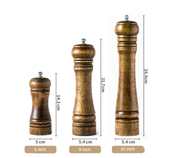 KITCHEN TOOLS 001  5 Inch 8 Inch 10 Inch Wood Salt and Pepper Grinder Mill Shaker for Manual Seasoning Kitchen Tools